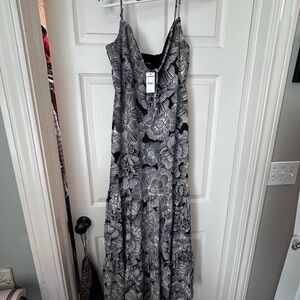 Floral Black and Gray Maxi Dress